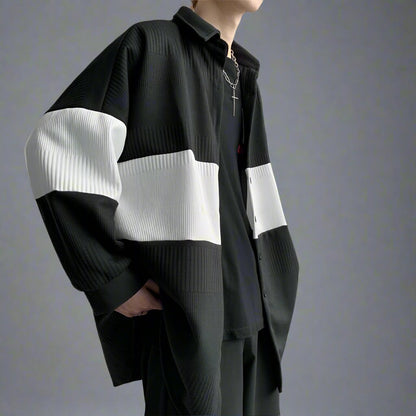 Black and White Knitted Jacket - Coats & Jackets