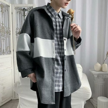 Black and White Knitted Jacket - Coats & Jackets