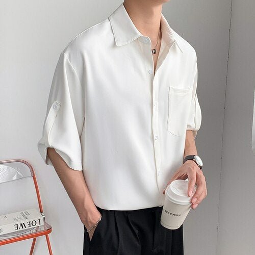 Button Down Shirt Japanese Style Short Sleeve