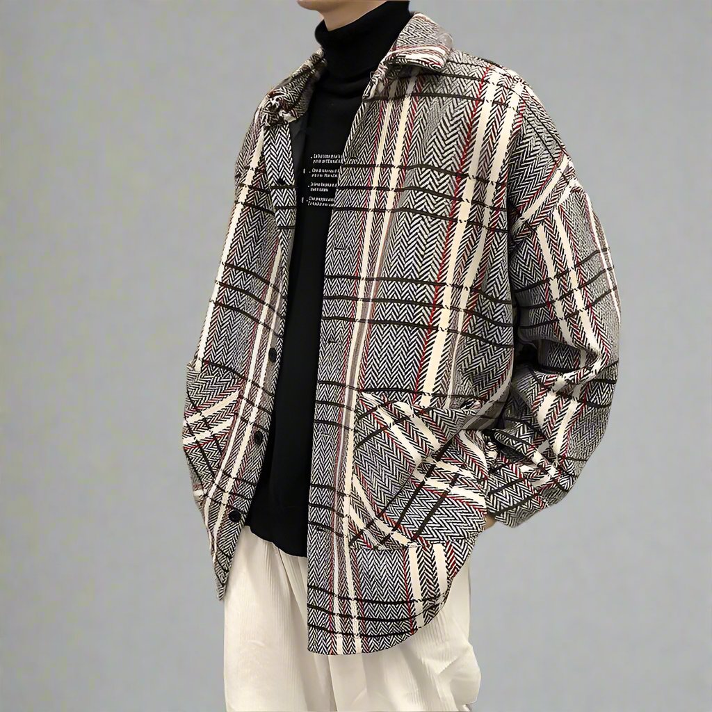 Checked Woolen Coat - Coats & Jackets