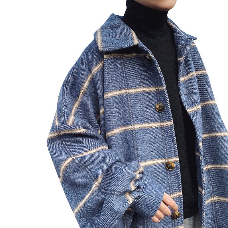 Oversize Plaid Trench Coat - Coats & Jackets