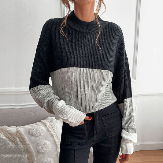 Versatile Color-block Pullover Sweater - Shirts & Tops