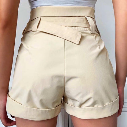 High Waist Button Shorts - Shorts